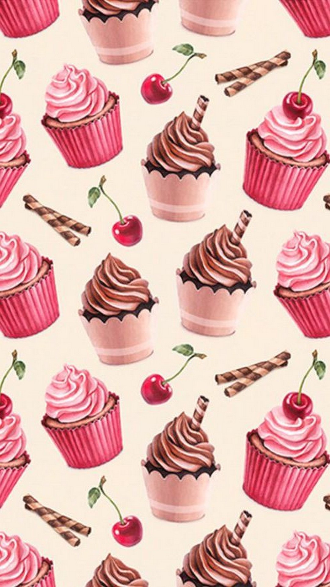 Android Wallpaper Cherry Cupcake with HD resolution 1080x1920