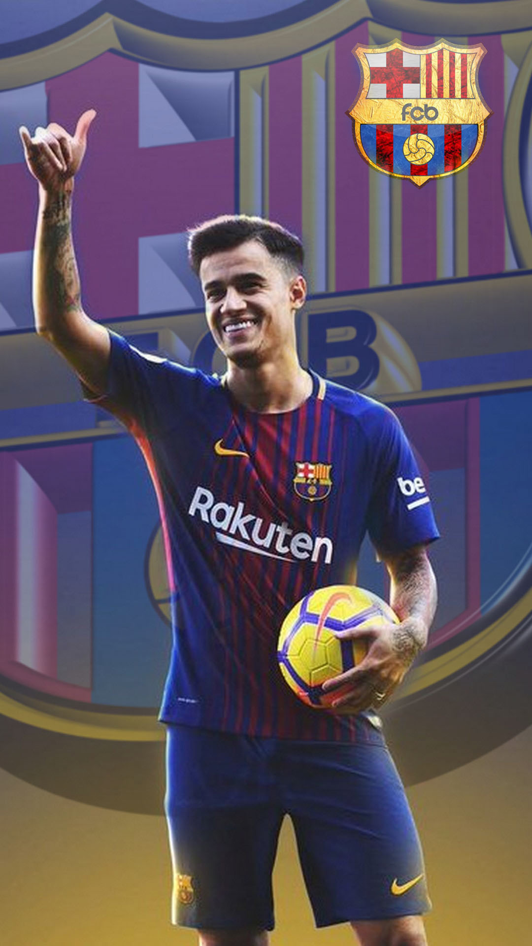 Android Wallpaper Coutinho Barcelona with HD resolution 1080x1920