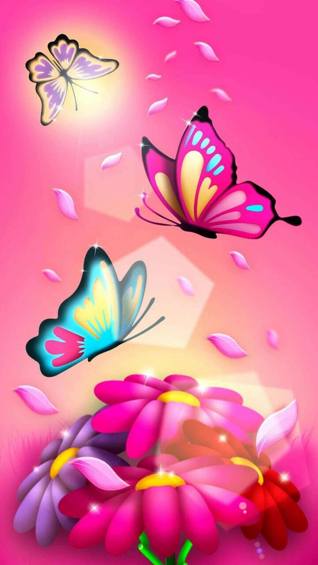 Wallpaper Android Pink Butterfly with HD resolution 1080x1920