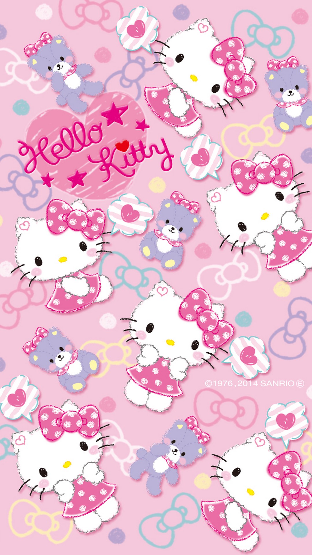 Android Wallpaper HD Hello Kitty Characters with image resolution 1080x1920 pixel. You can make this wallpaper for your Android backgrounds, Tablet, Smartphones Screensavers and Mobile Phone Lock Screen